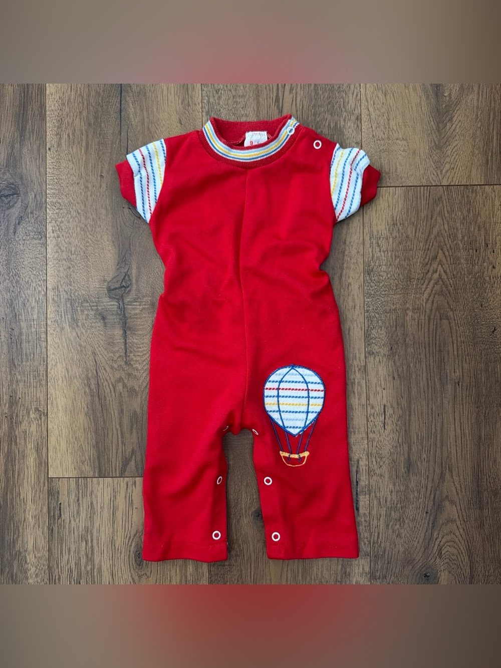 Vintage health-tex Red Hot Air Balloon Baby One-Piece Romper